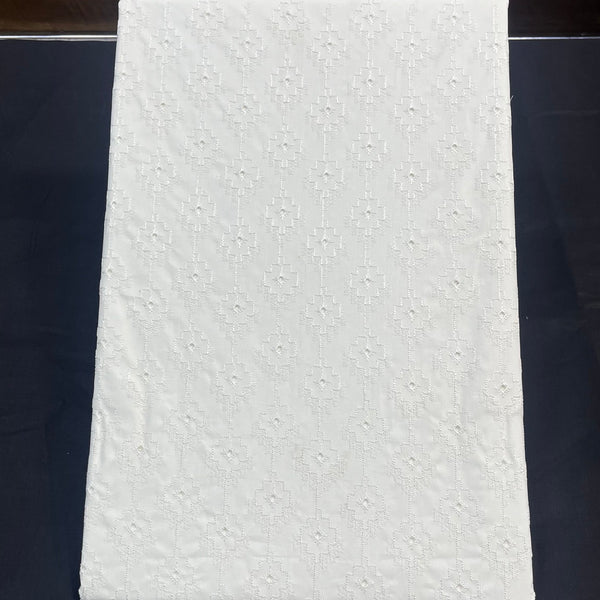 Cotton Chicken Embroidery G Dot Fabric Unstitched
