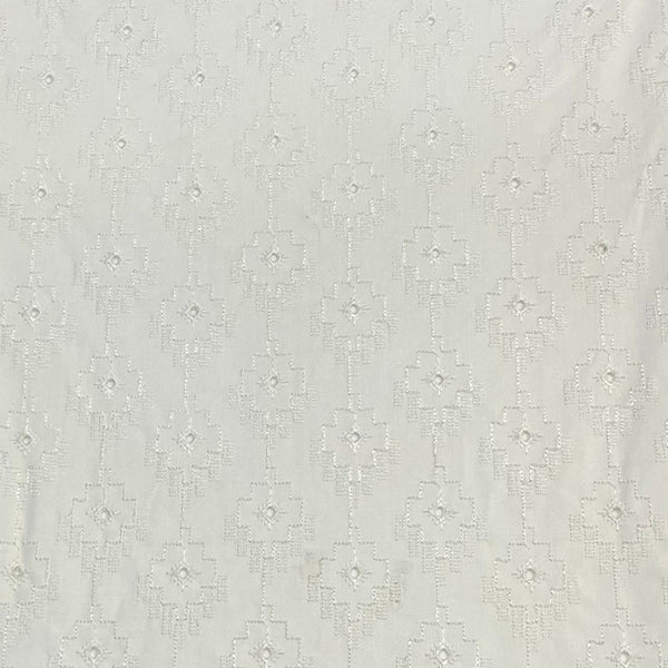 Cotton Chicken Embroidery G Dot Fabric Unstitched